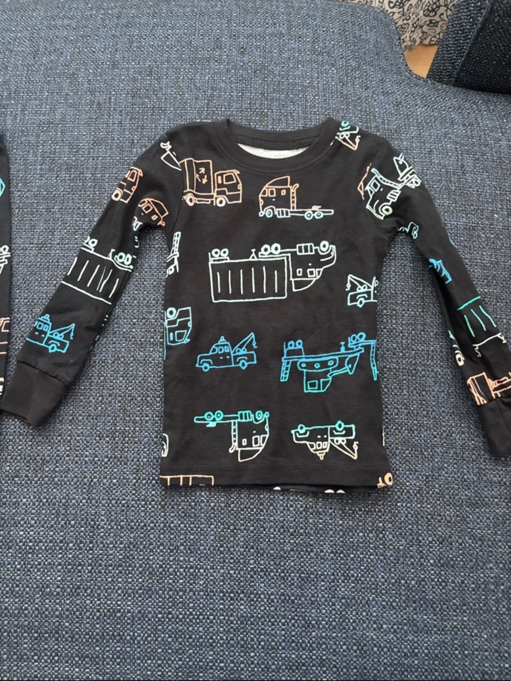 Carter's Black Long-Sleeve Tee with Pastel Vehicle Prints